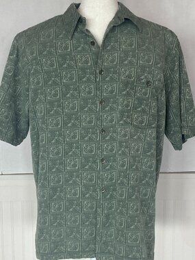 Kona Kai Men's Short Sleeve Button down Silk Shirt Sz L